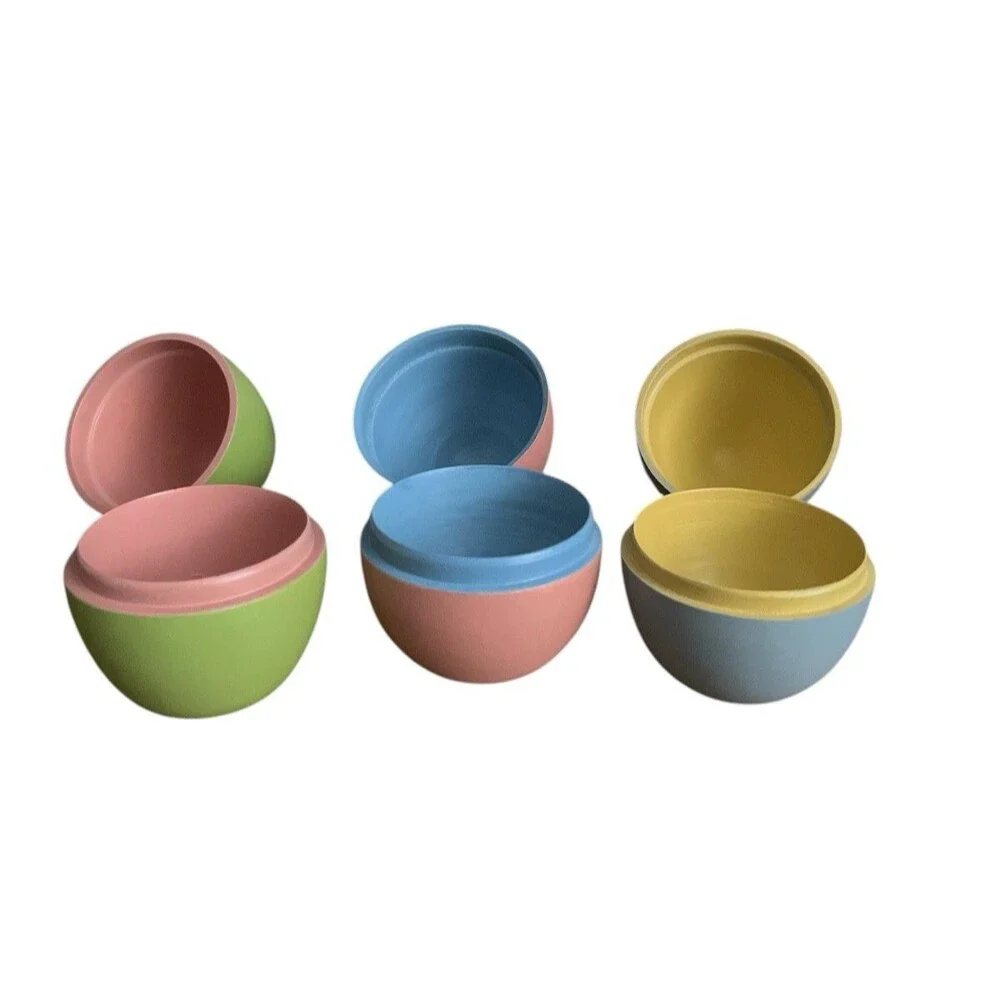 Pottery Barn Wooden Hallow Easter Eggs Spring Set of 3 Pastel 4
